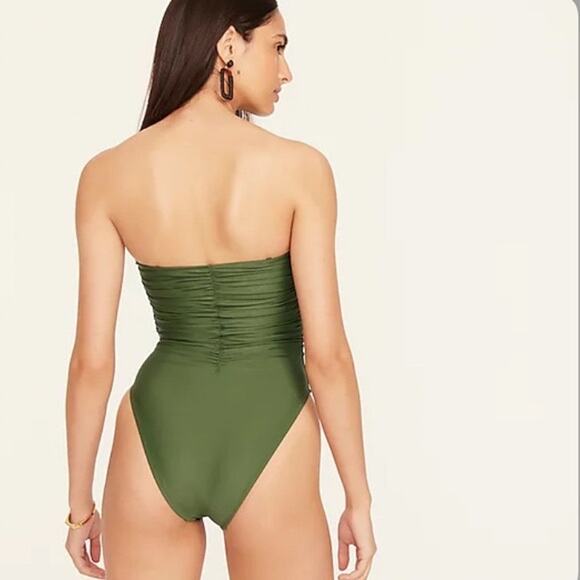 J. Crew Green Ruched Sweetheart One-Piece Size 22 - Picture 3 of 12